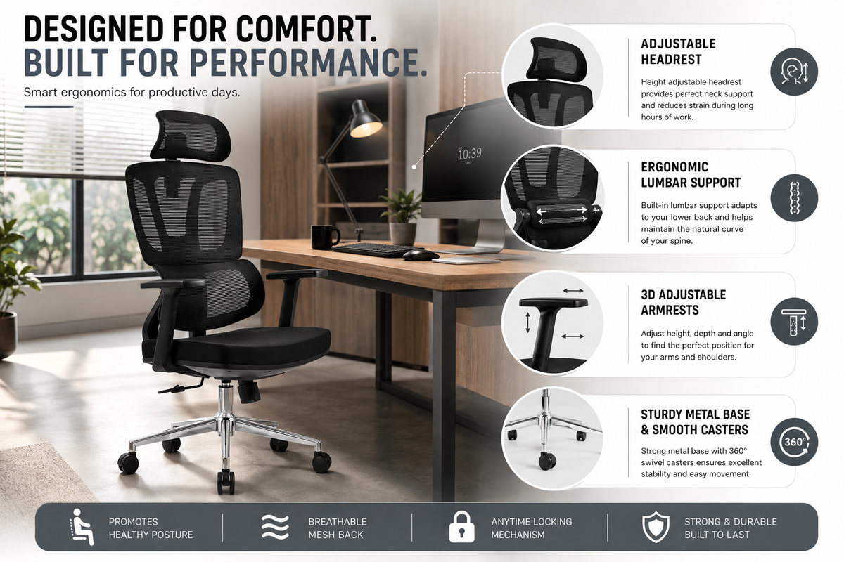 Venzo cushion with 3rd armrest anytime locking mechanish