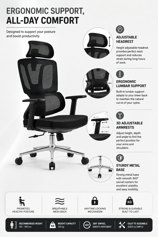 Venzo cushion with 3rd armrest anytime locking mechanish