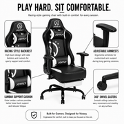Gaming chair imported with footrest