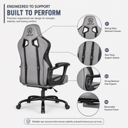 Imported gaming chair grey with footrest