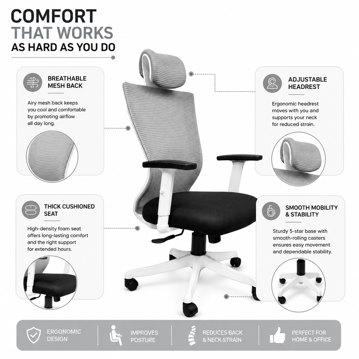 Anti fatigue smart white