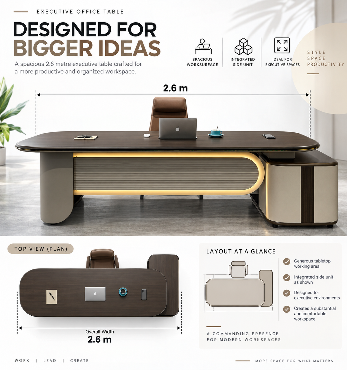 Boss table 2.6 mtr