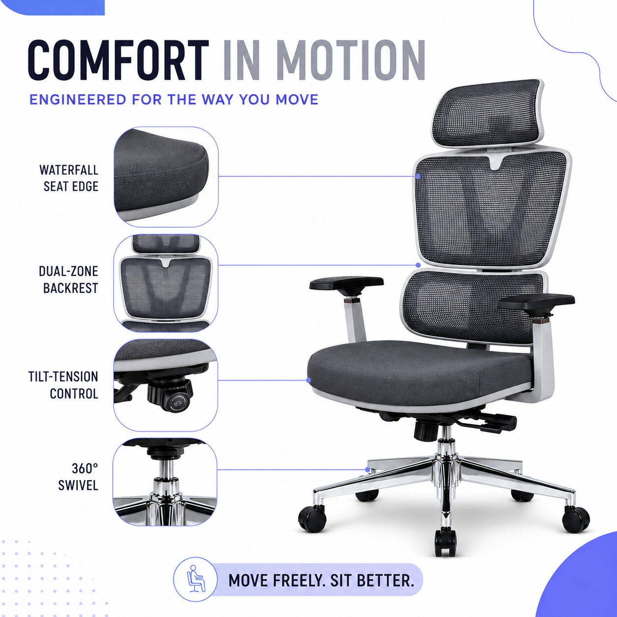 Venzo cushion grey