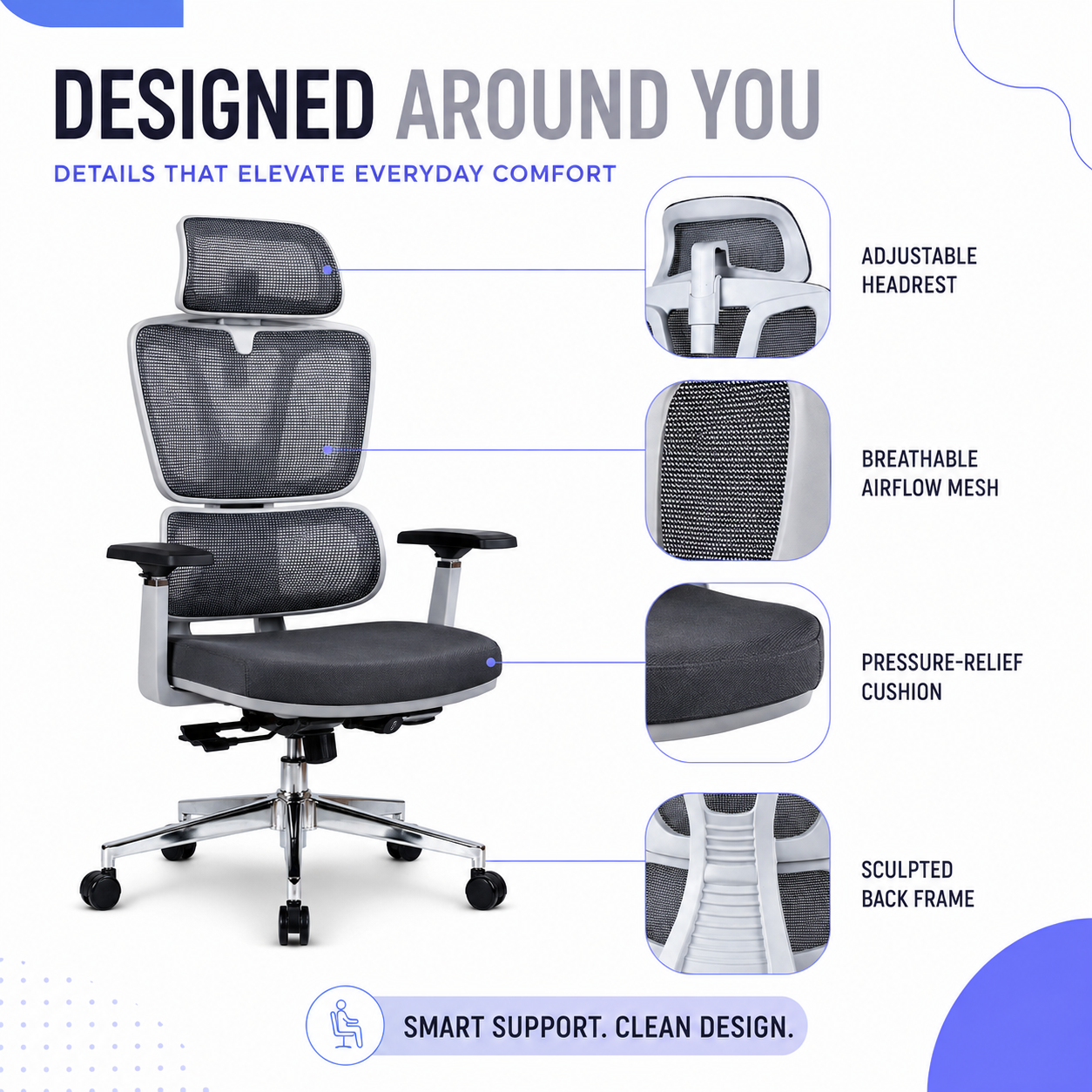 Venzo cushion grey