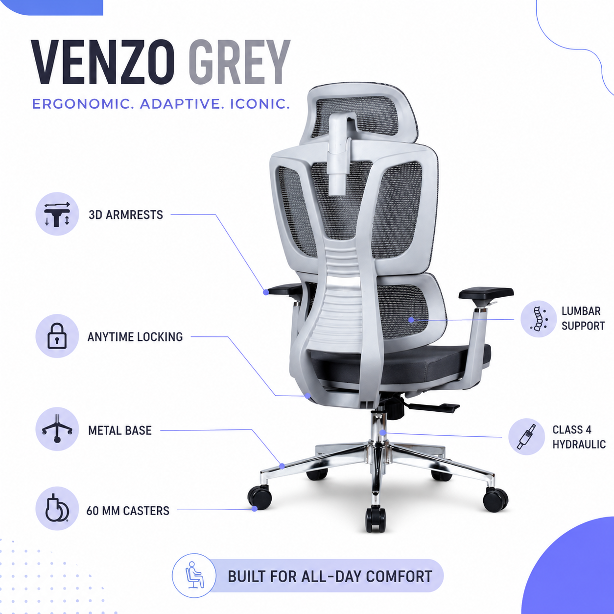 Venzo cushion grey