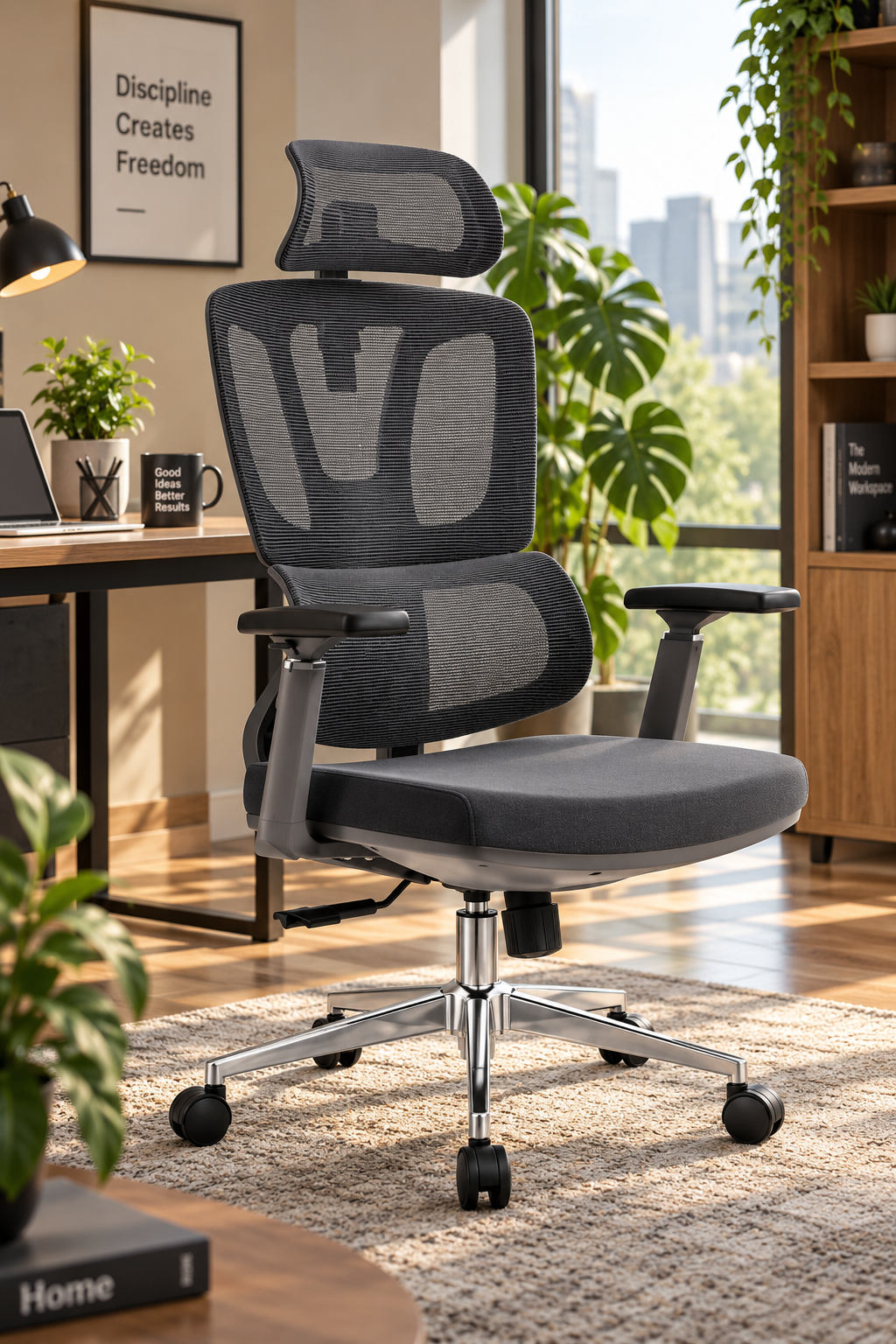 Mesh seat with footrest