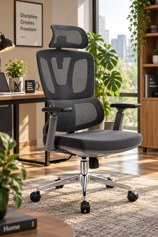 Mesh seat with footrest