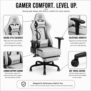 Imported gaming chair grey with footrest