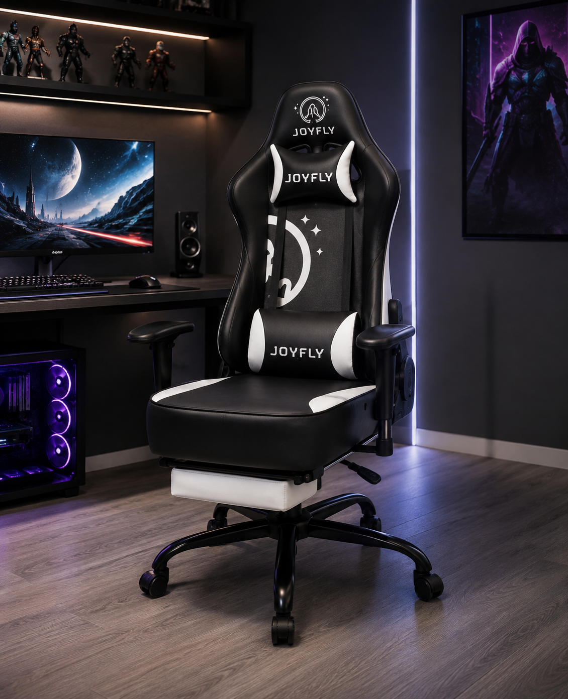 Gaming chair imported with footrest