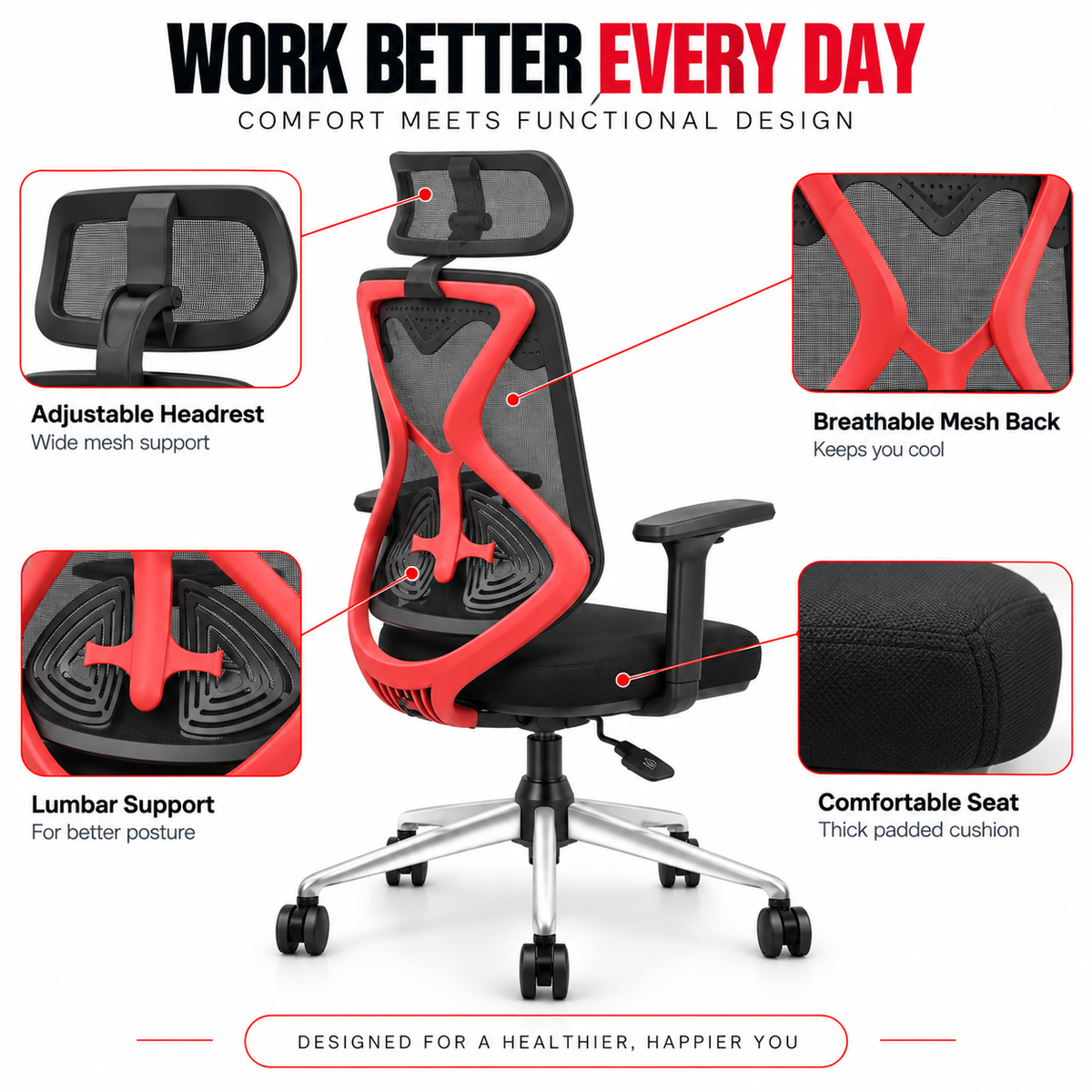 Norway Red with 2nd armrest anytime locking